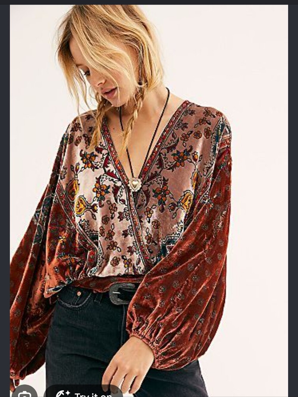Free People Mata Hari Velvet Top XS
